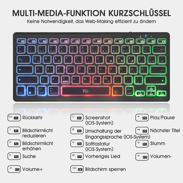 Rii Bluetooth Tastatur beleuchtet (NEUWARE)