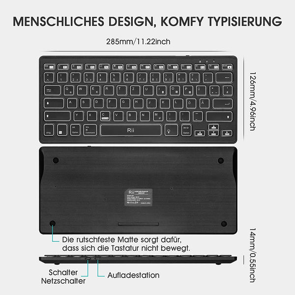 Rii Bluetooth Tastatur beleuchtet (NEUWARE)